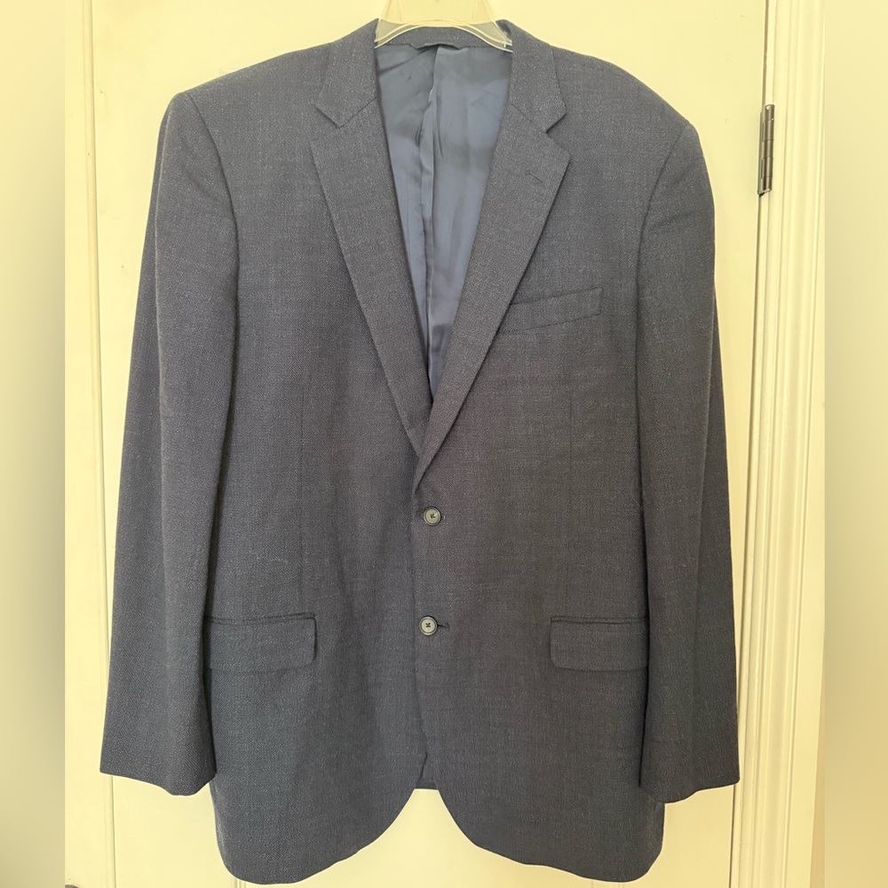 Brooks Brothers Madison Navy Textured Weave Wool Sport Coat Reda Italian 46L
